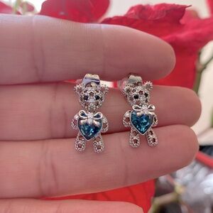 Silver Gold Plated Teddy Bear Studs